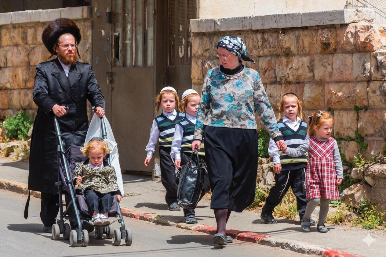 משפחה חרדית | קרדיט: בינה מלאכותית